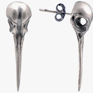 925 Sterling Silver Hummingbird Creepy Skull Studs Earrings